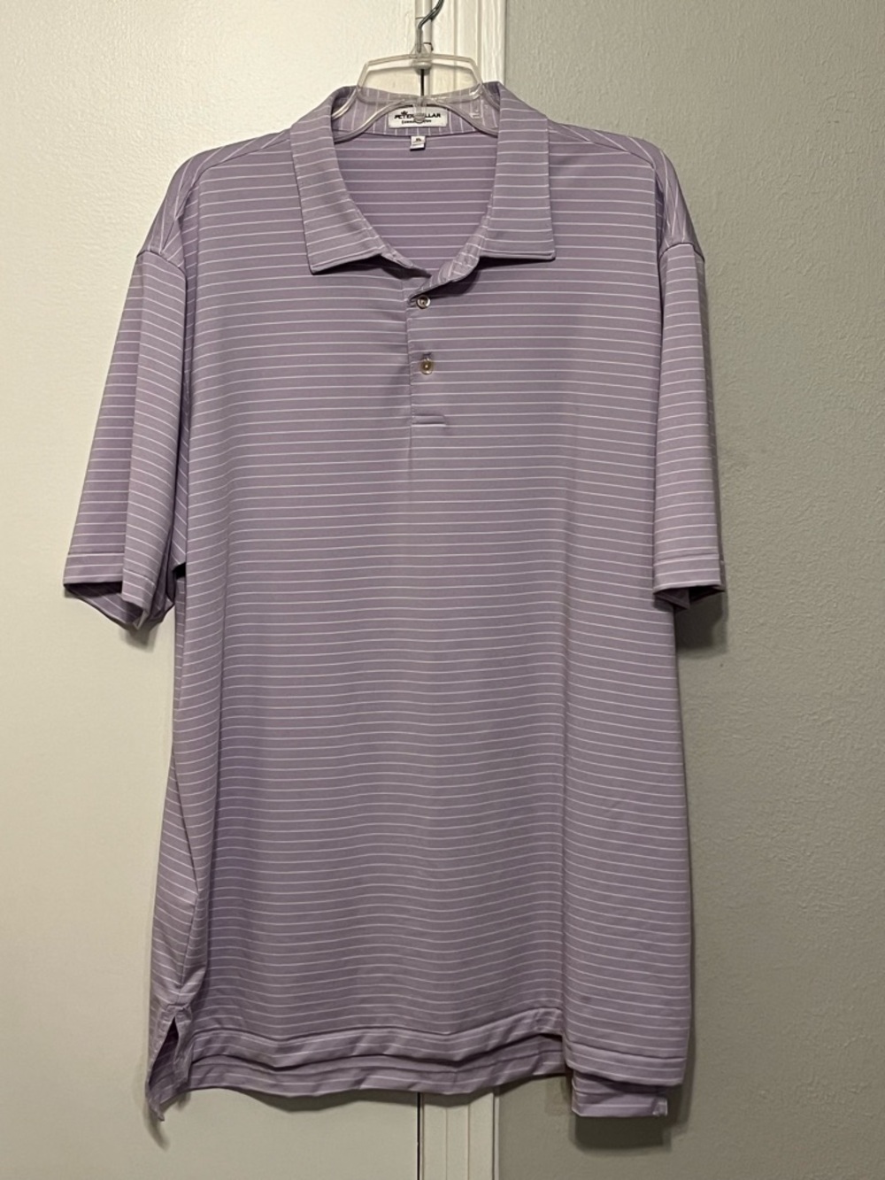 Peter Millar Men’s Summer Comfort Lavender Striped Polo Size XL